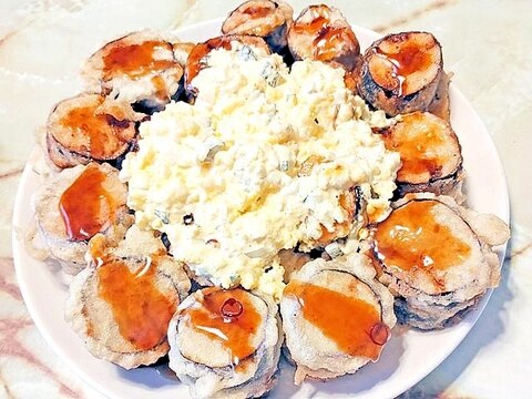 ナスのひき肉挟み天!&タルタル南蛮♪